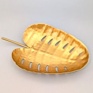 Vintage inspired Gold‎ large Leaf bowl, cottage fairy style, Decorative Dish